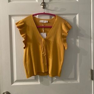 Mustard Ruffled Sleeve Top